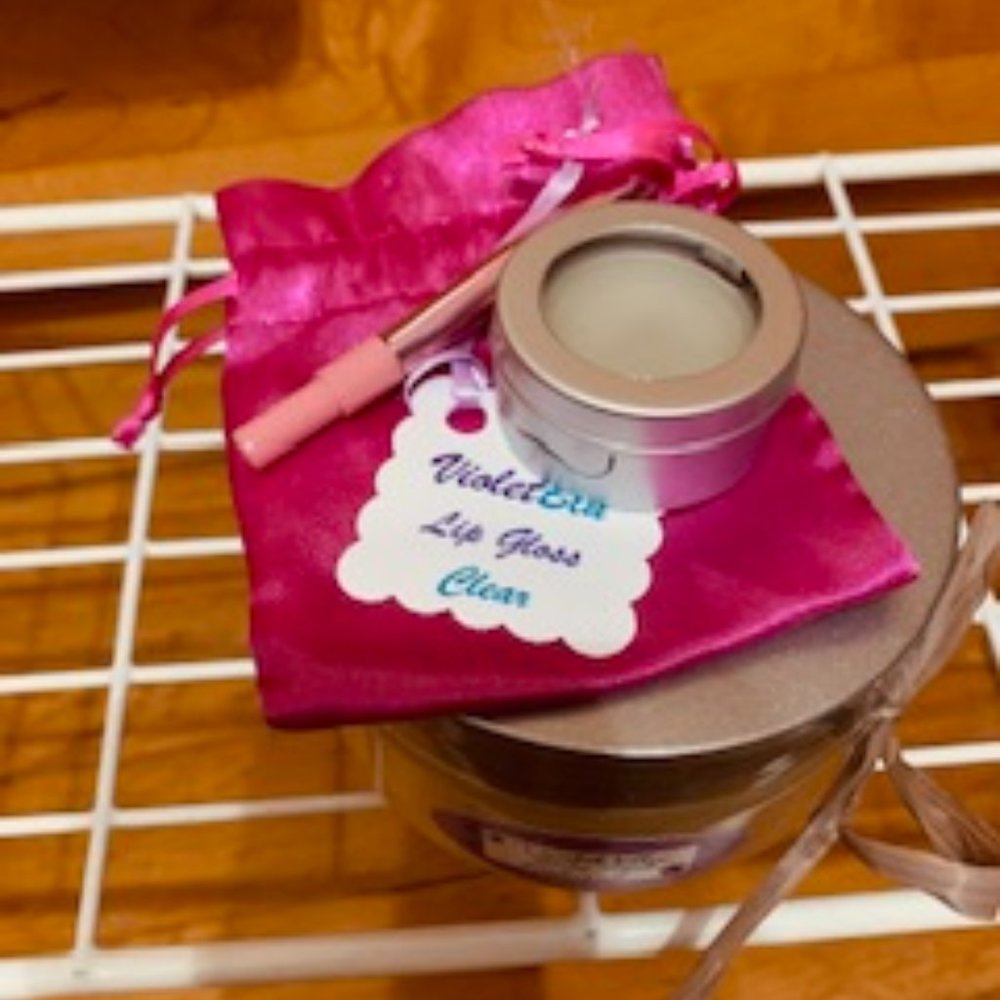 handmade all natural violet body scrub and lip gloss